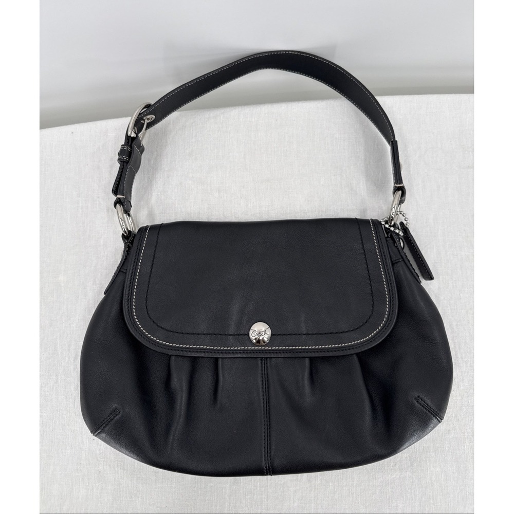 Coach Womens Black Soho Pleated Leather Shoulder Bag D1193-218388 Y2K Classic